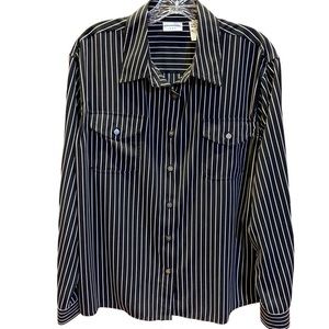 Covington Black & White‎ Stripe Blouse L